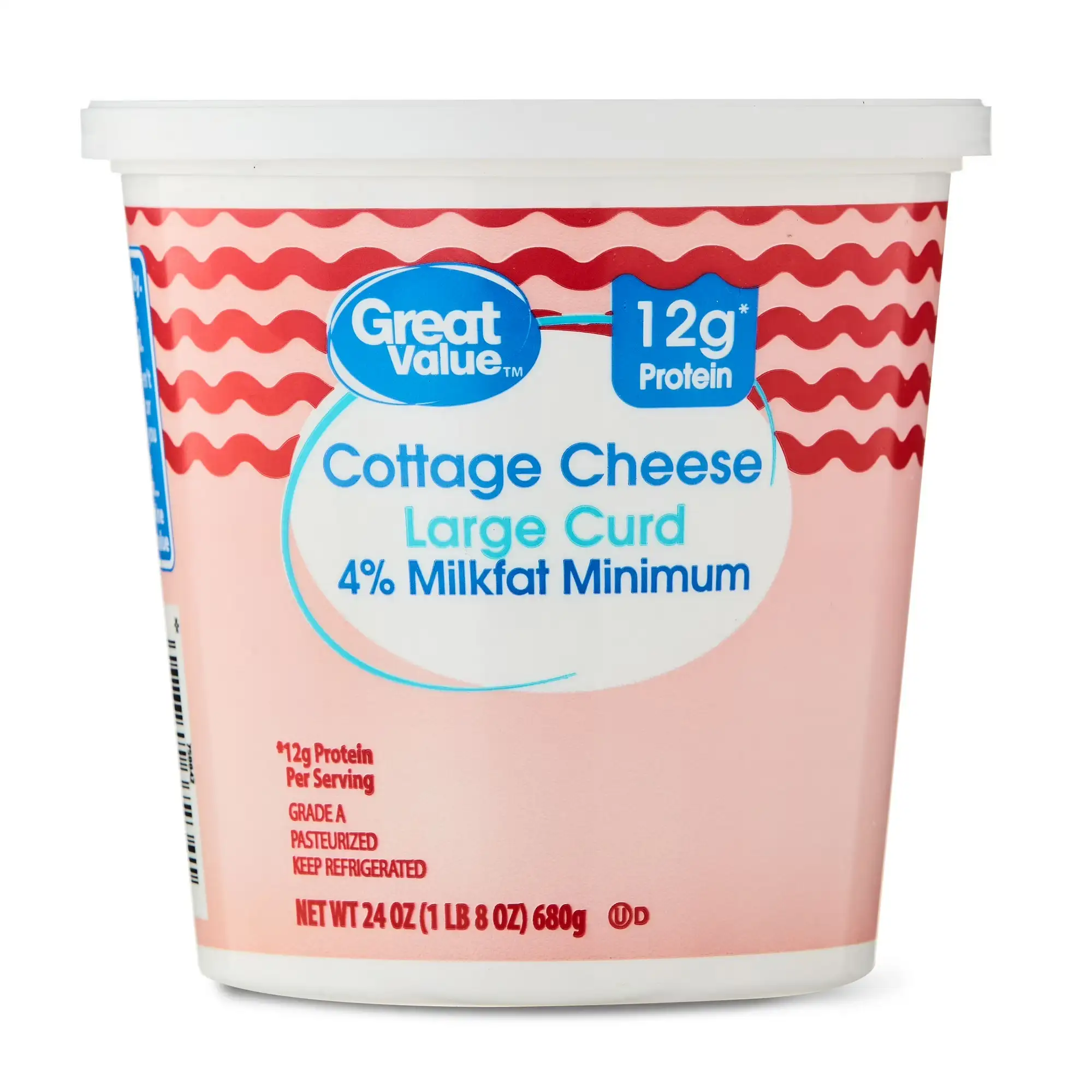 Сир кисломолочний Great Value 4%, великі зерна, 24 oz