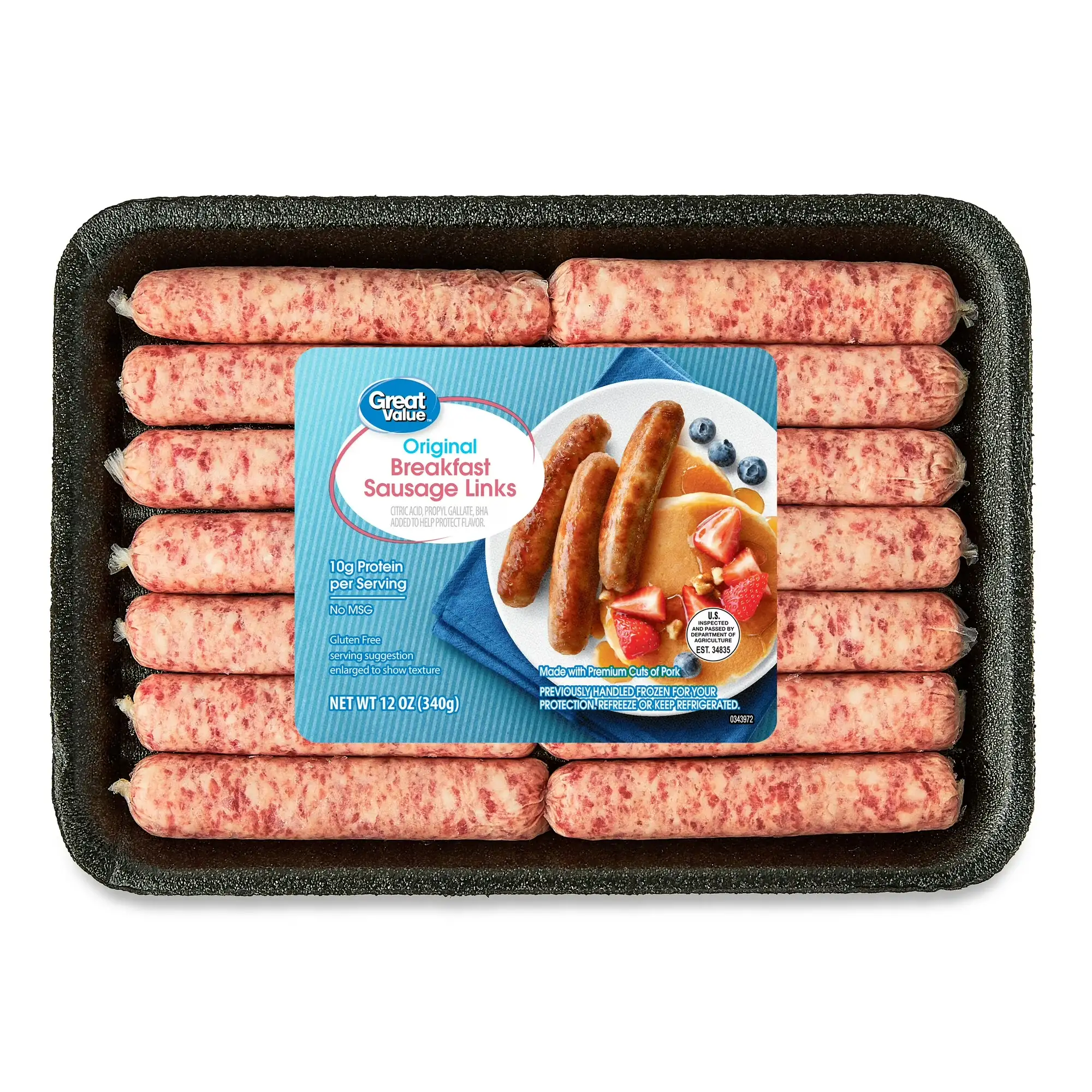 Сирі свинячі ковбаски Great Value для сніданку, 12 oz