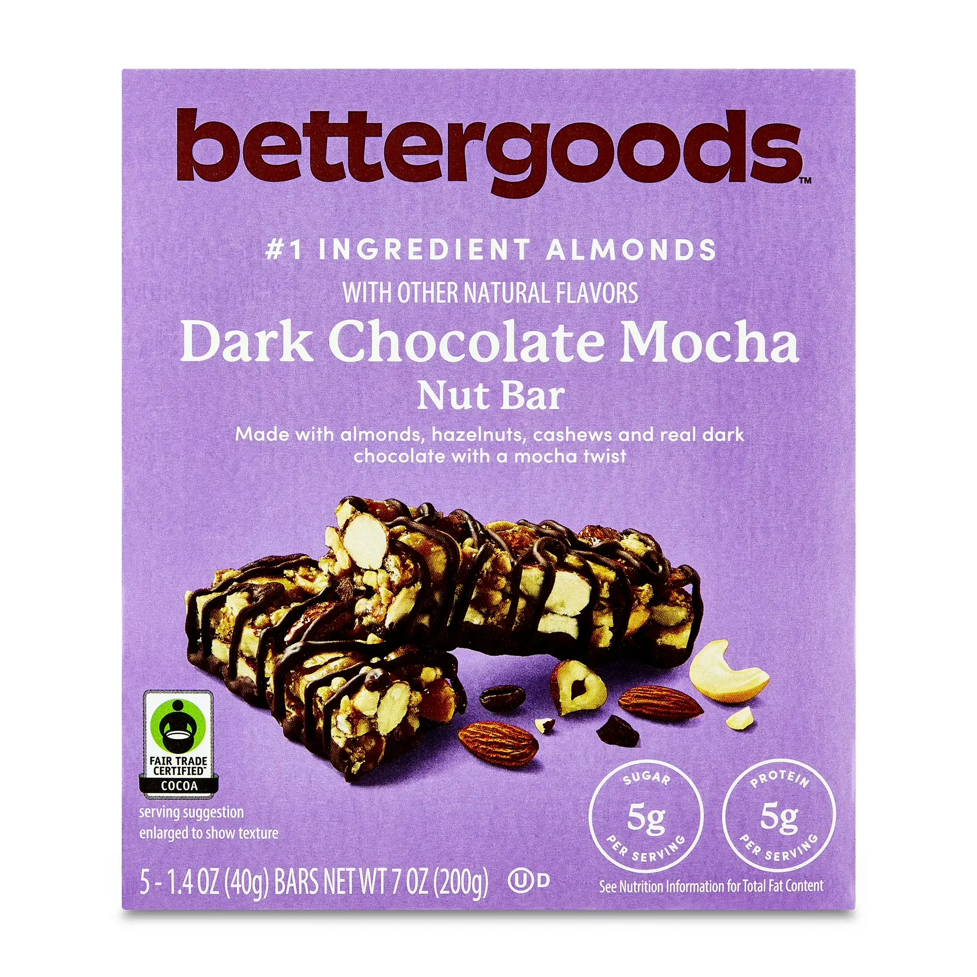 Батончики bettergoods з темним шоколадом і мокою, 5 шт.