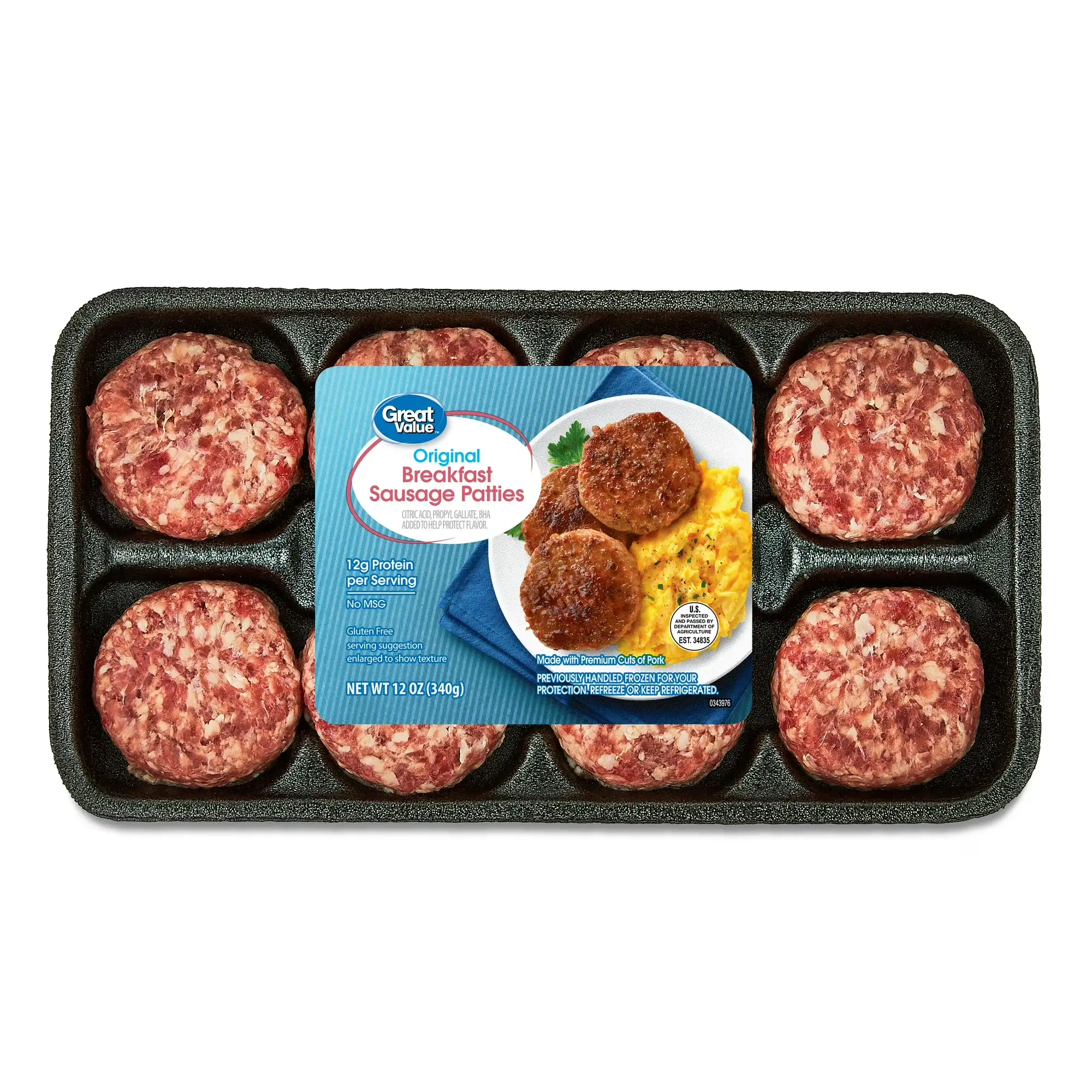 Сирі свинячі котлетки Great Value для сніданку, 12 oz