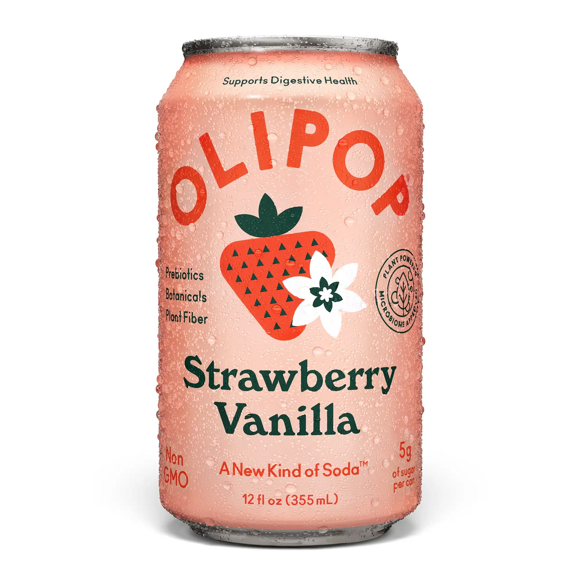 Пребіотична газована вода OLIPOP Strawberry Vanilla, 12 fl oz