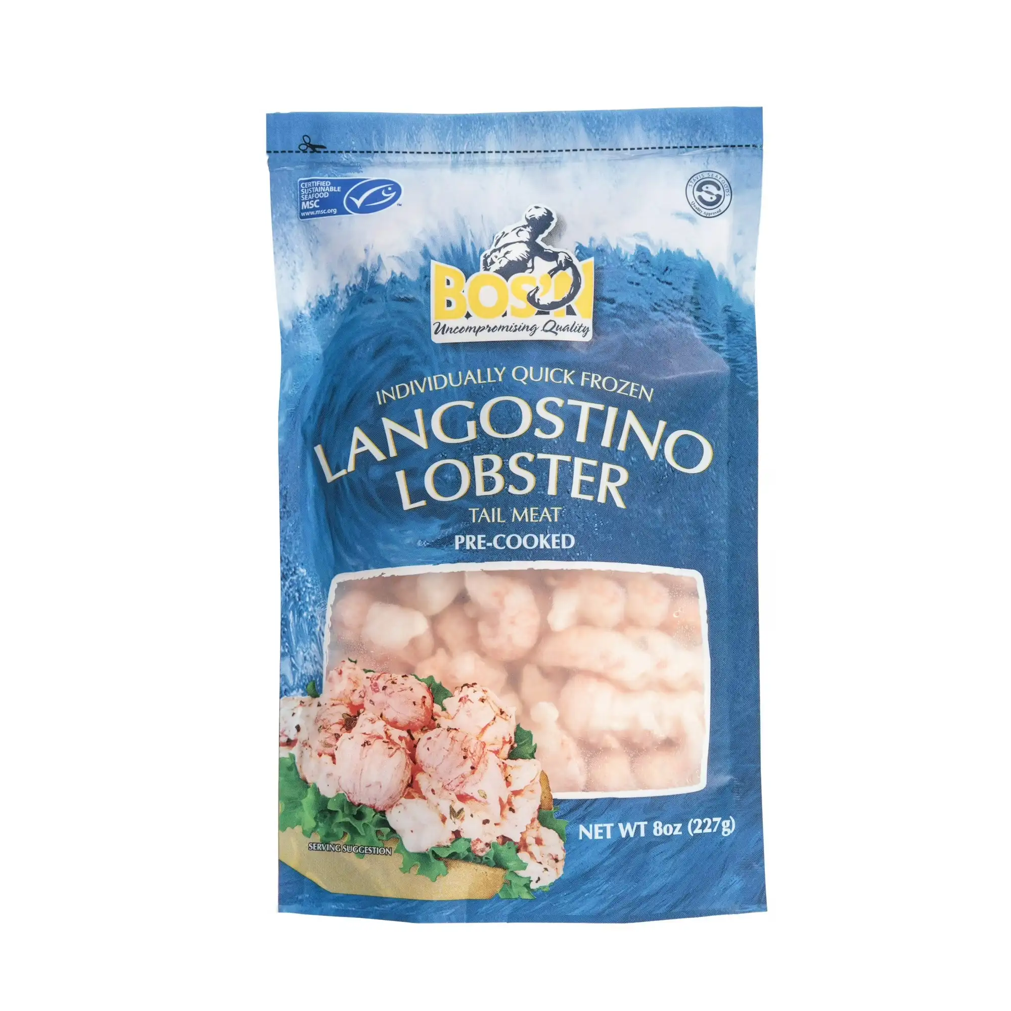 Заморожений лангостино Bos'n, 8 oz, містить морепродукти