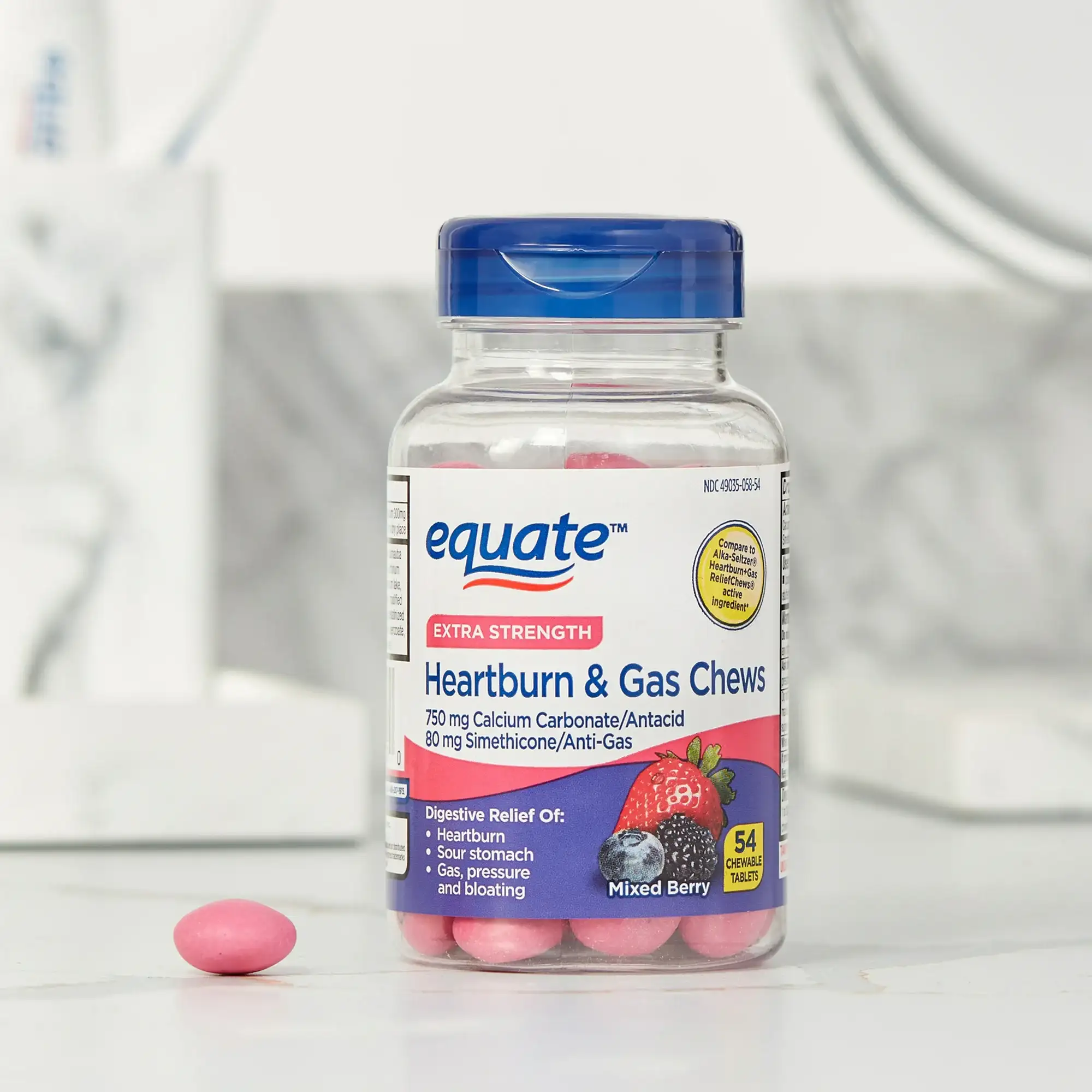 Жувальні таблетки Equate Extra Strength від печії та газоутворення - Зображення 3